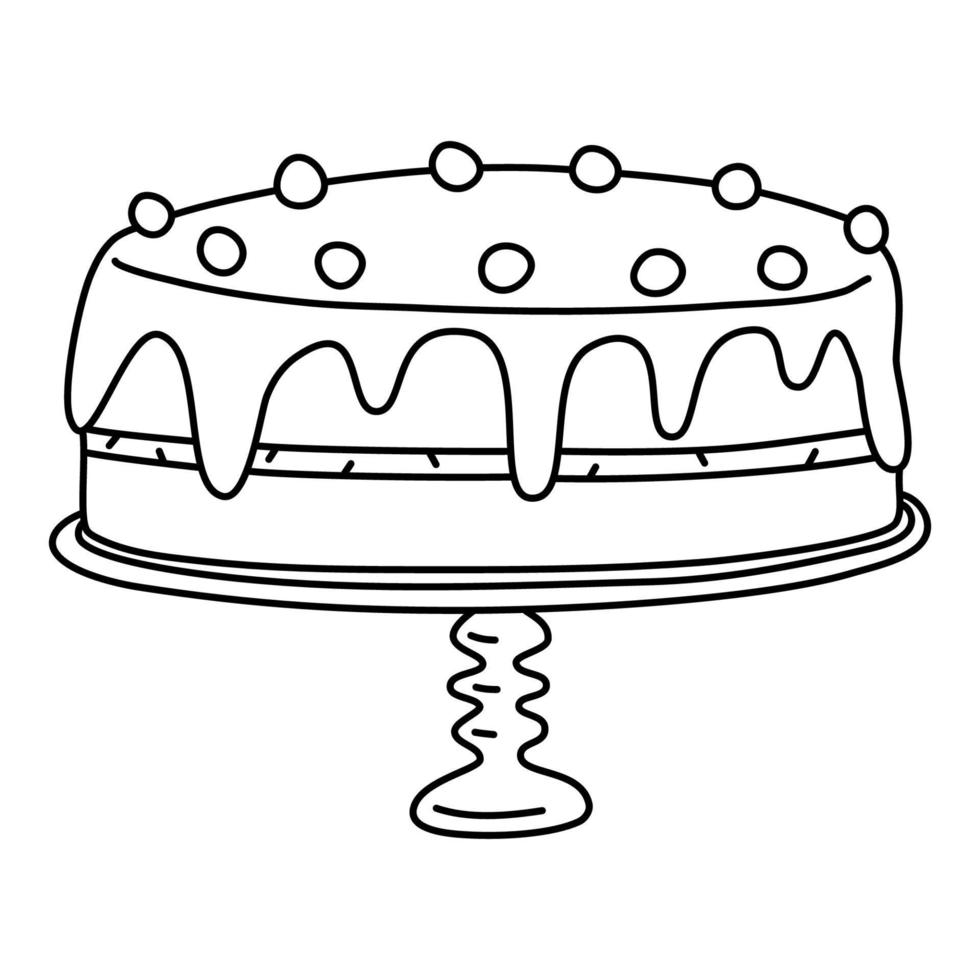 pastel casero con bayas. dibujo de fideos vectoriales. vector