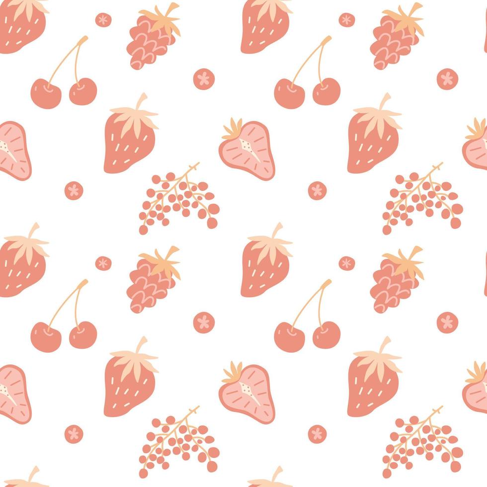 Seamless pattern with berry fruits. Vector pastel colored pattern.