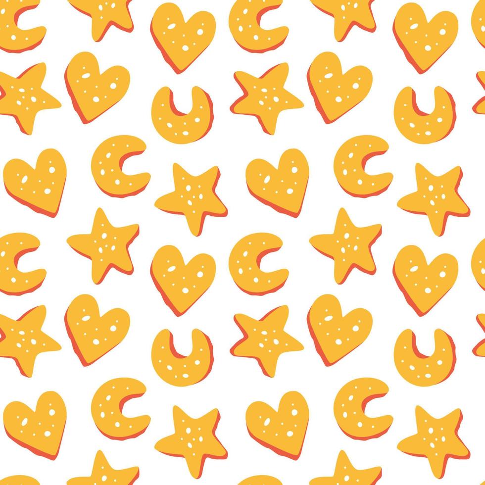 Repeating pattern with cookies. Bright funny cute background. vector