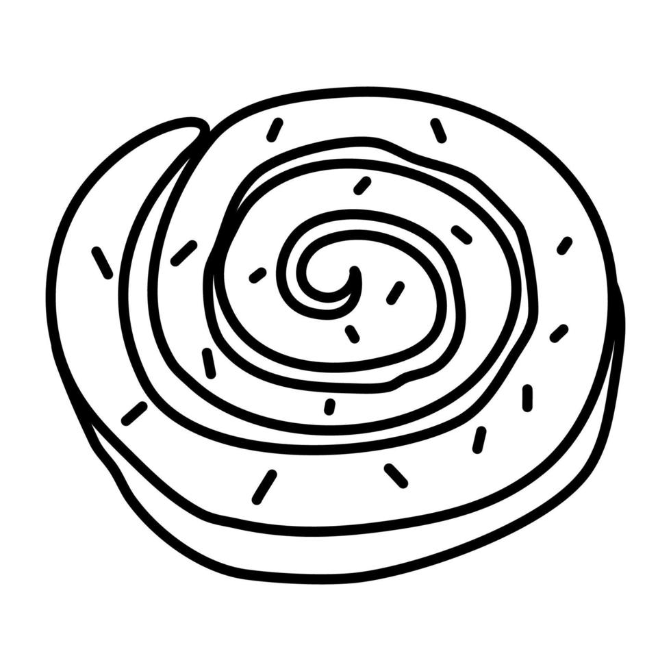 Cinnamon roll. Vector doodle drawing.