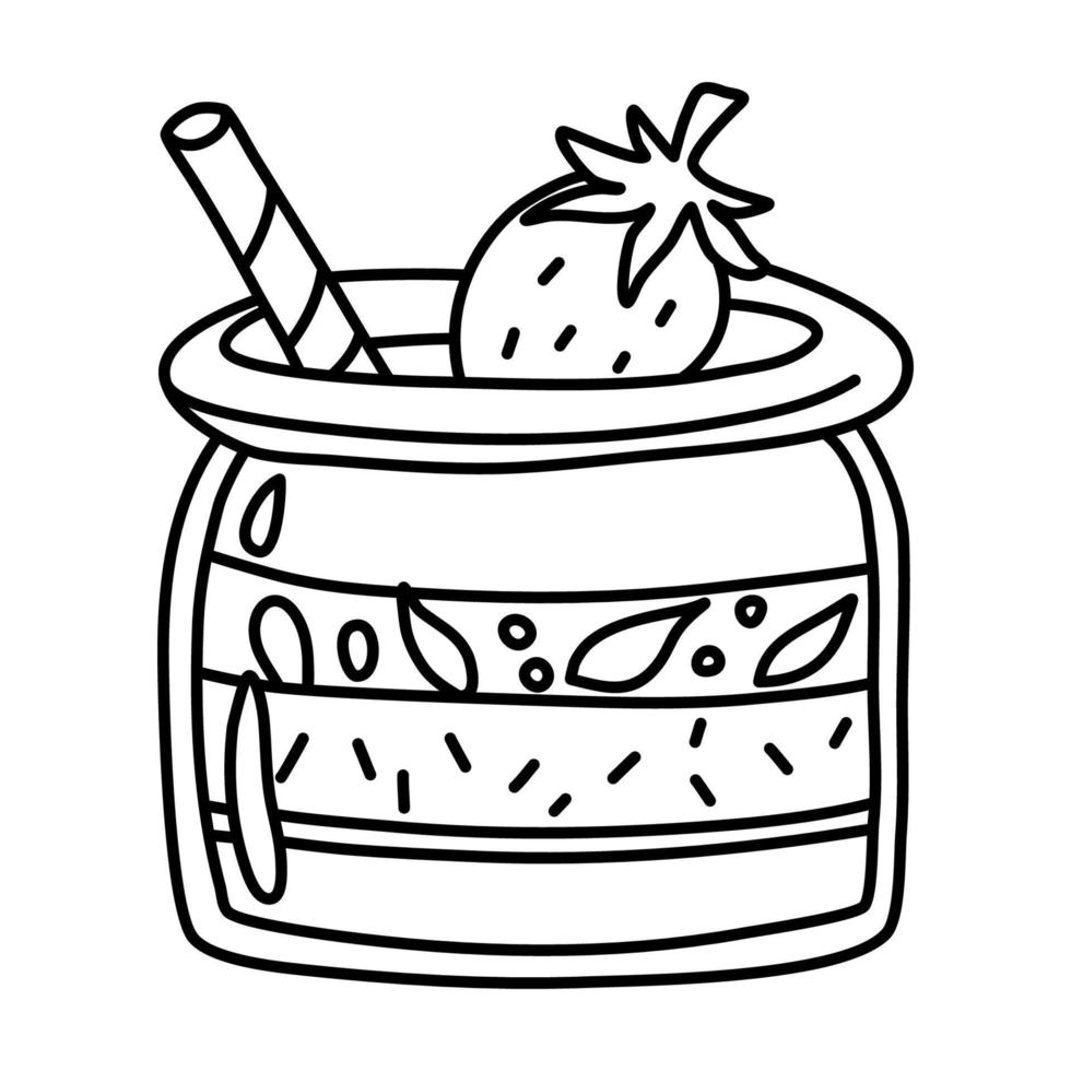 Cupcake in jar. Vector doodle drawing.