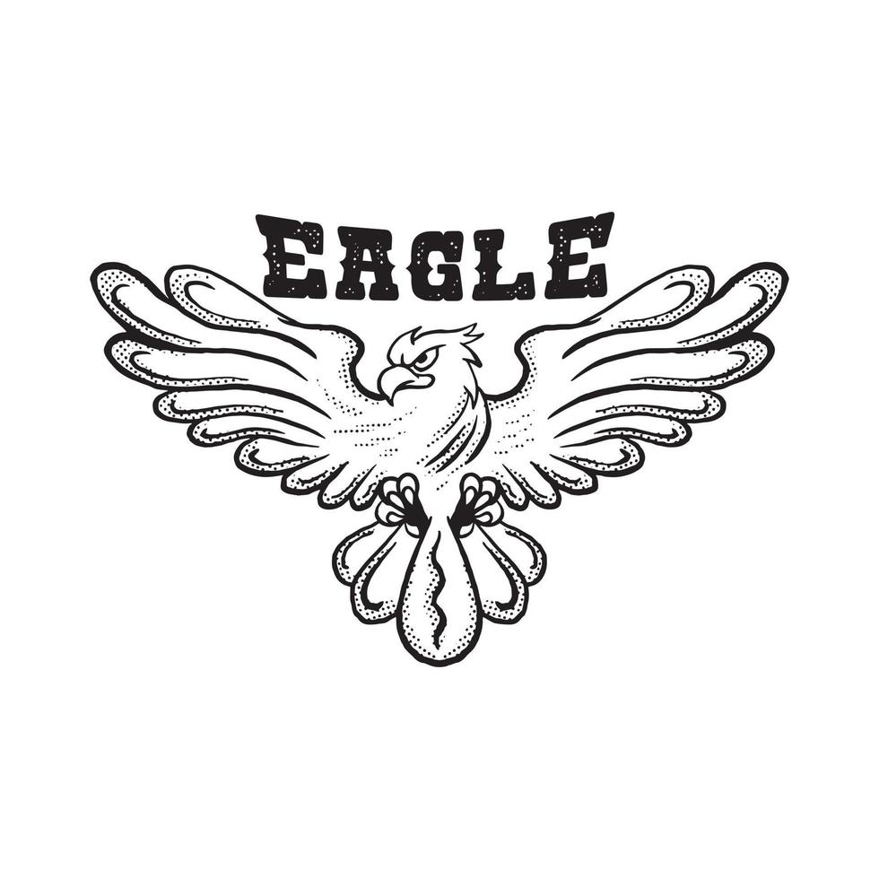 black and white eagle doodle illustration for sticker tattoo poster tshirt design etc vector