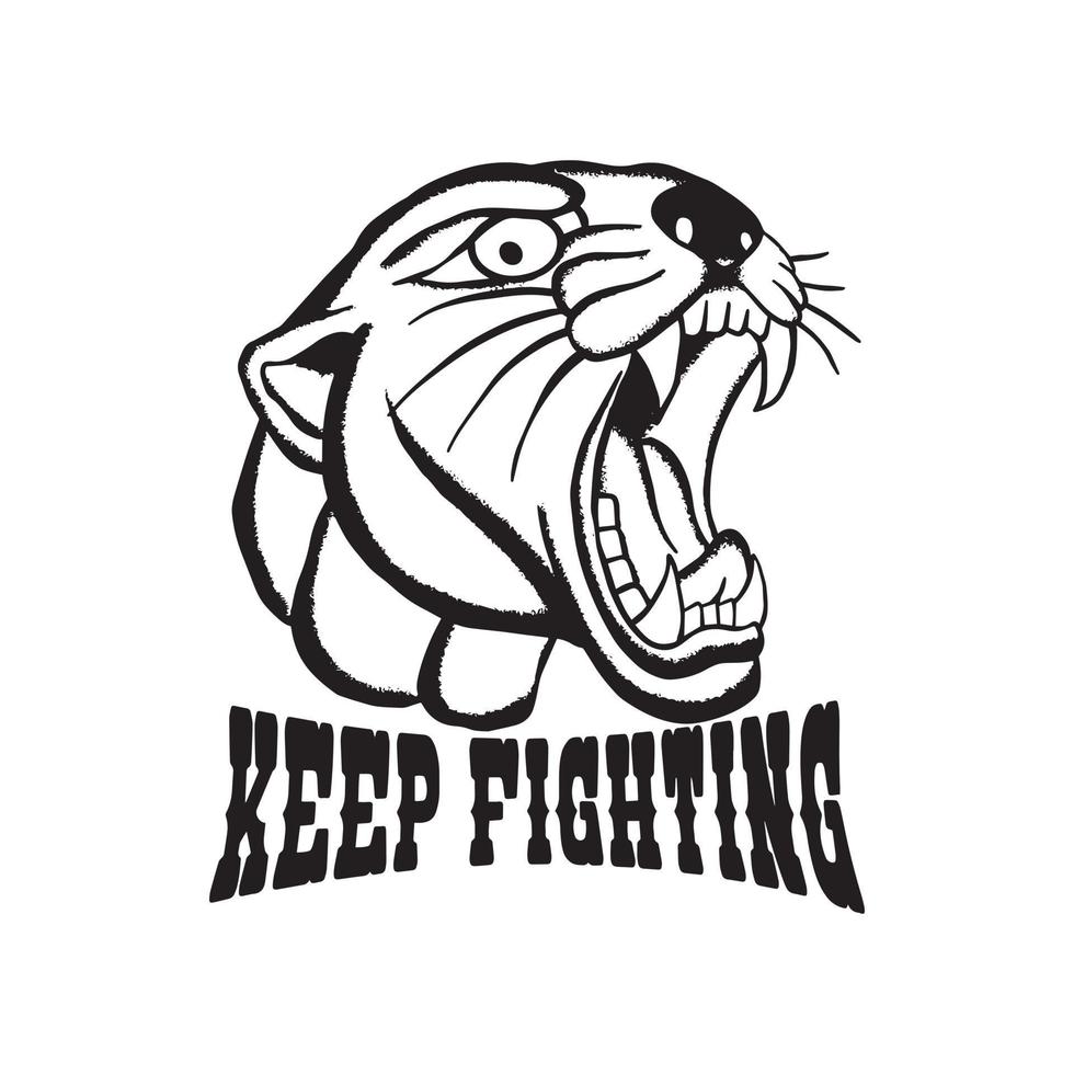 Keep fighting Black Panther doodle illustration for sticker tattoo poster tshirt design etc vector