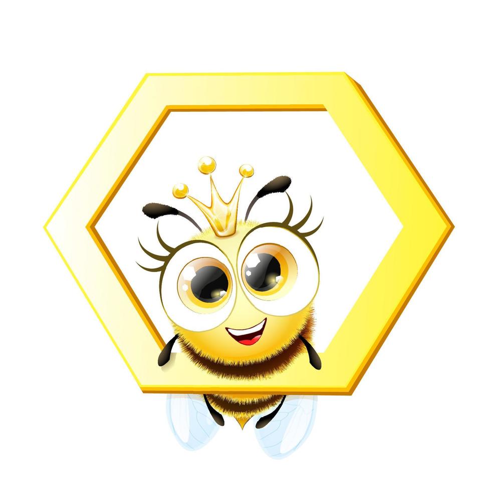 Bee Queen in honeycomb vector