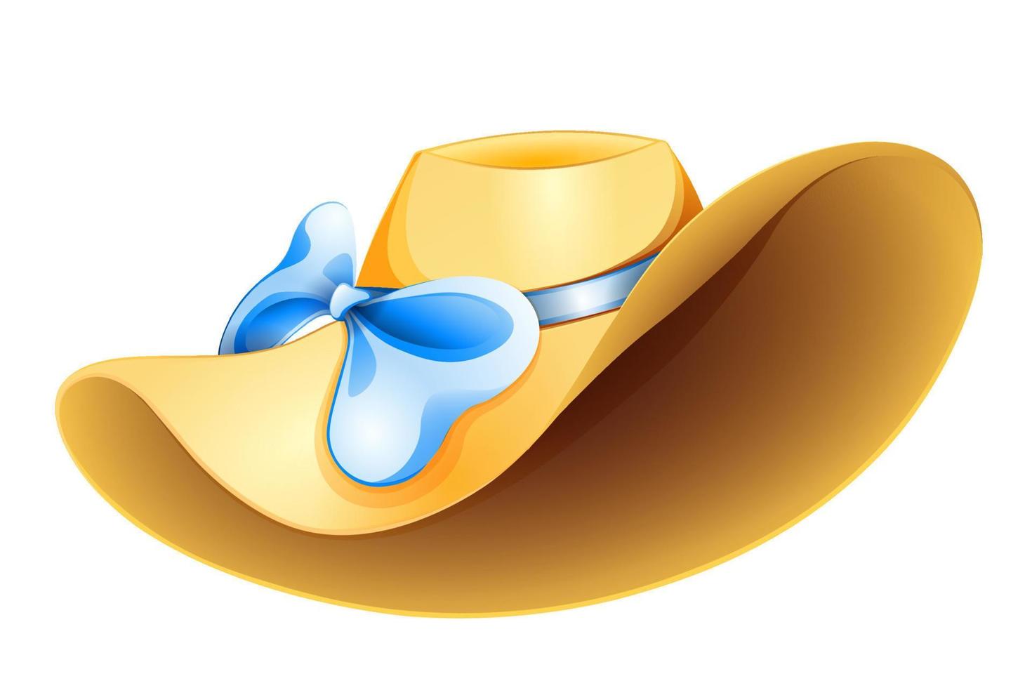 Straw hat cartoon with blue bow vector
