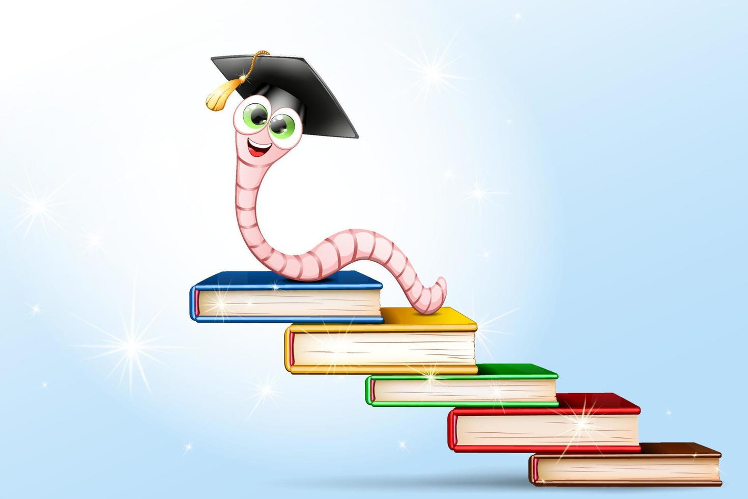 Worm  on Book stairs vector