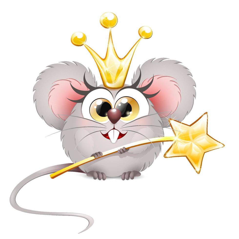 Mouse princess with magic stick vector