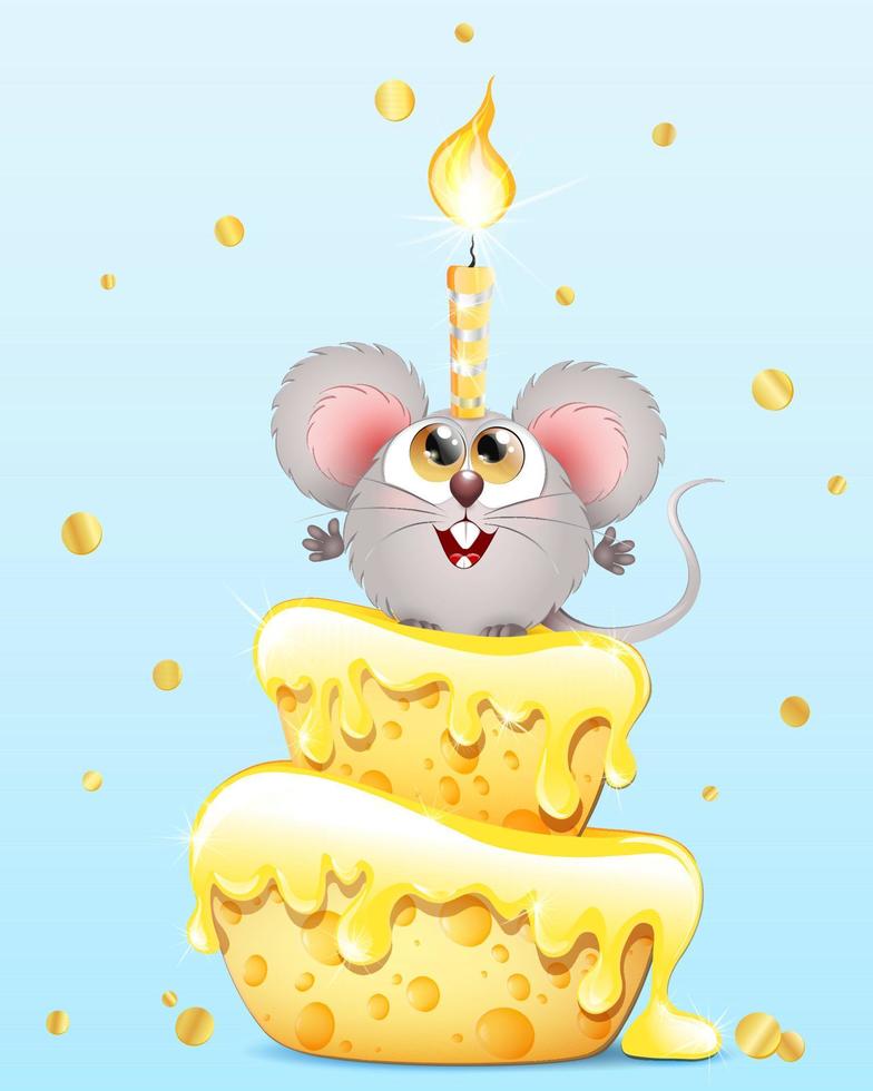 pastel de cumpleaños del ratón vector