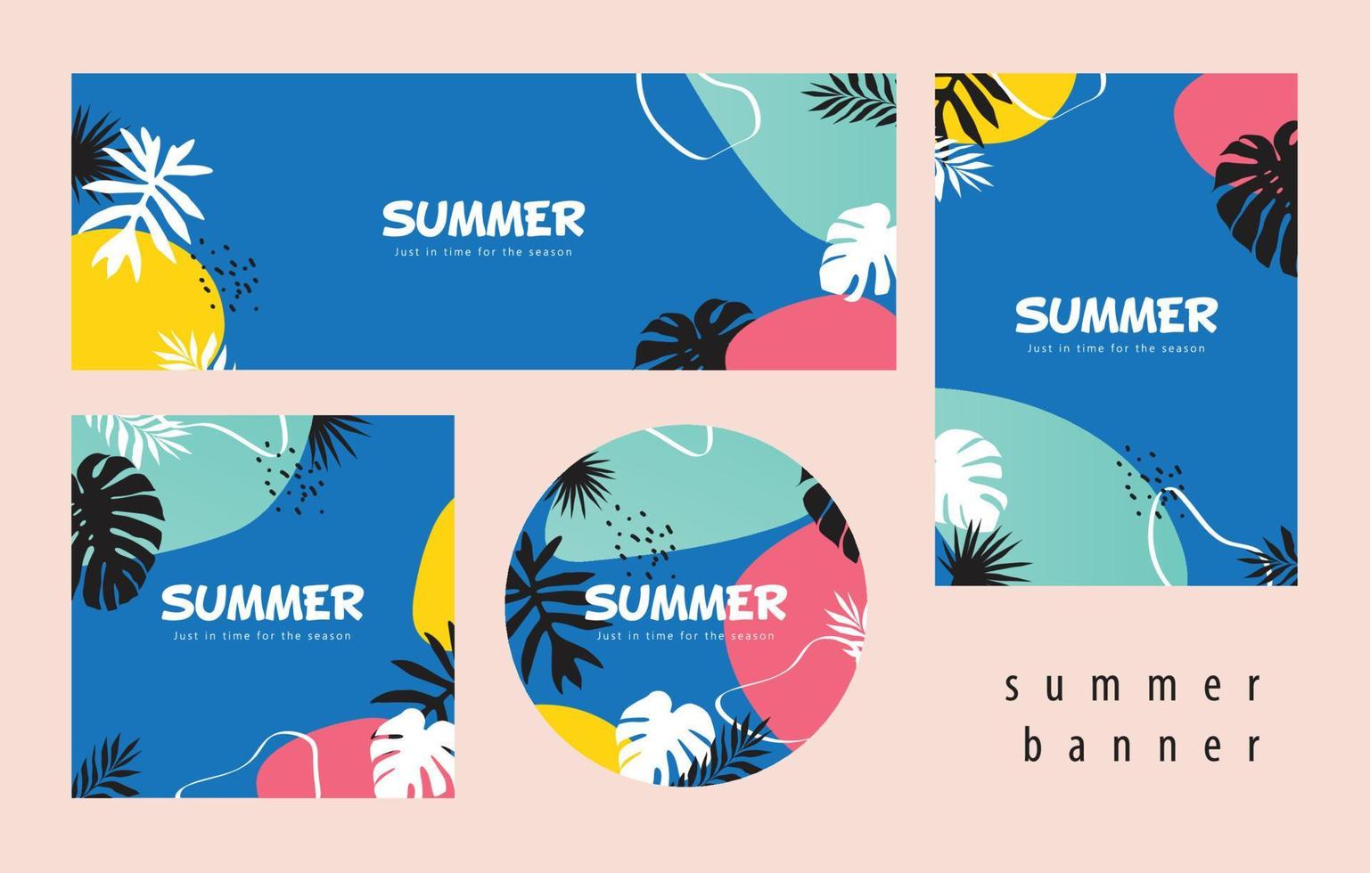 establecer plantilla de banner de cartel de verano para promoción con fondo abstracto vector