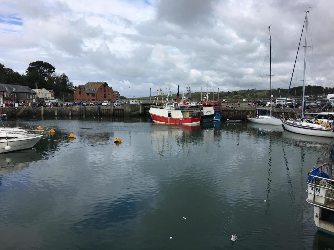 Padstow in Cornwall in August 2020. A view of Padstow Harbour showing all the fishing boats photo