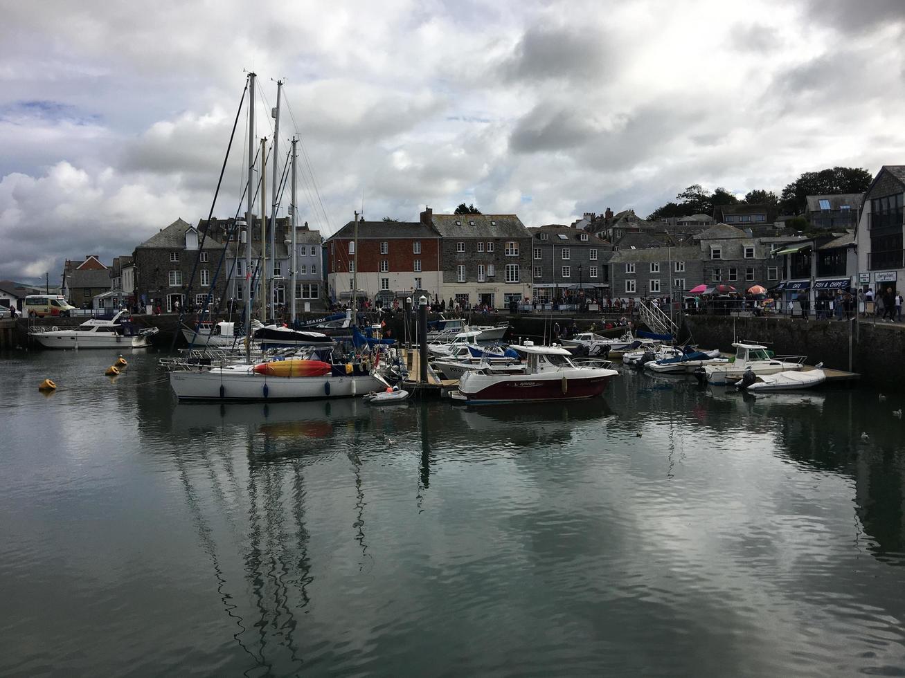 Padstow in Cornwall in August 2020. A view of Padstow Harbour showing all the fishing boats photo