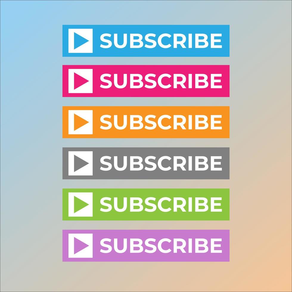 Subscribe Button For TV Channel or Social Media With Play Button, Square Shape, Box, Rectangle, Pastel Color vector