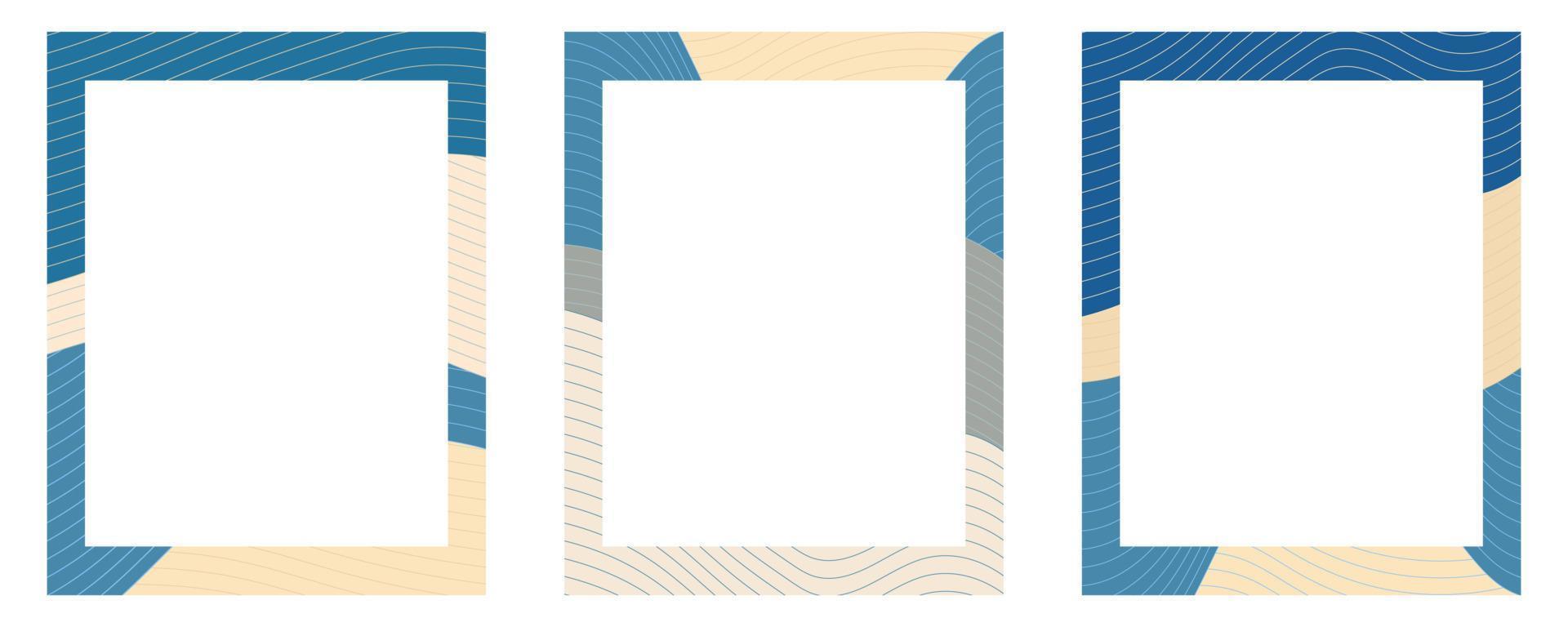 marco de textura japonesa fluida. cartel asiático vintage con olas en un fondo vector