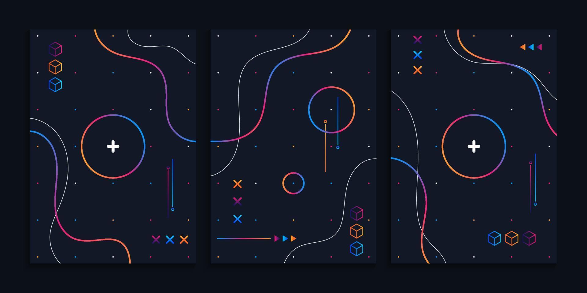 Memphis design cover collection with gradient shapes vector