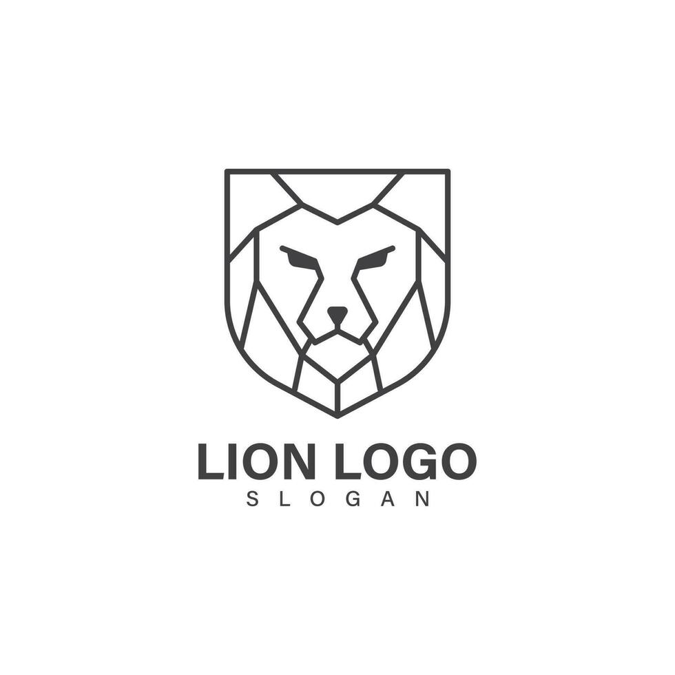 Lion head shield logo design vector