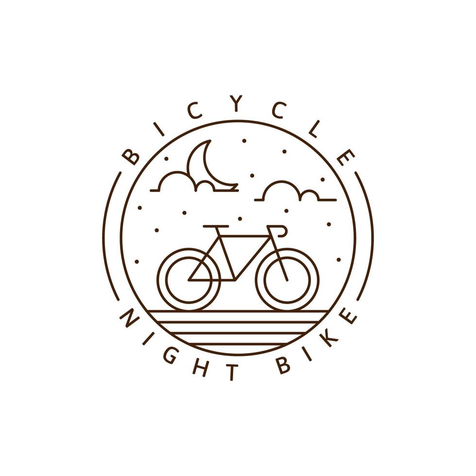 Night cycling monoline or line art style vector illustration