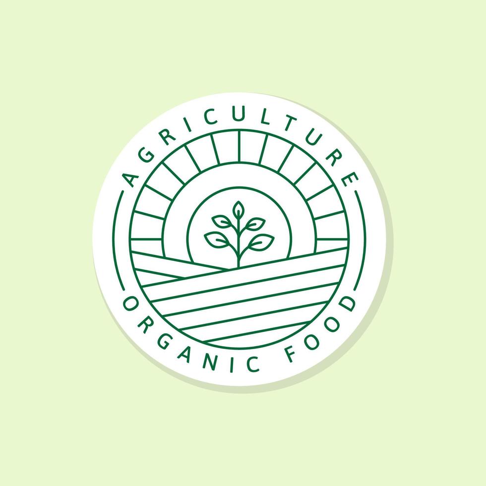 agricultura, alimentos orgánicos, logotipo, o, ilustración, etiqueta, pegatina, vector