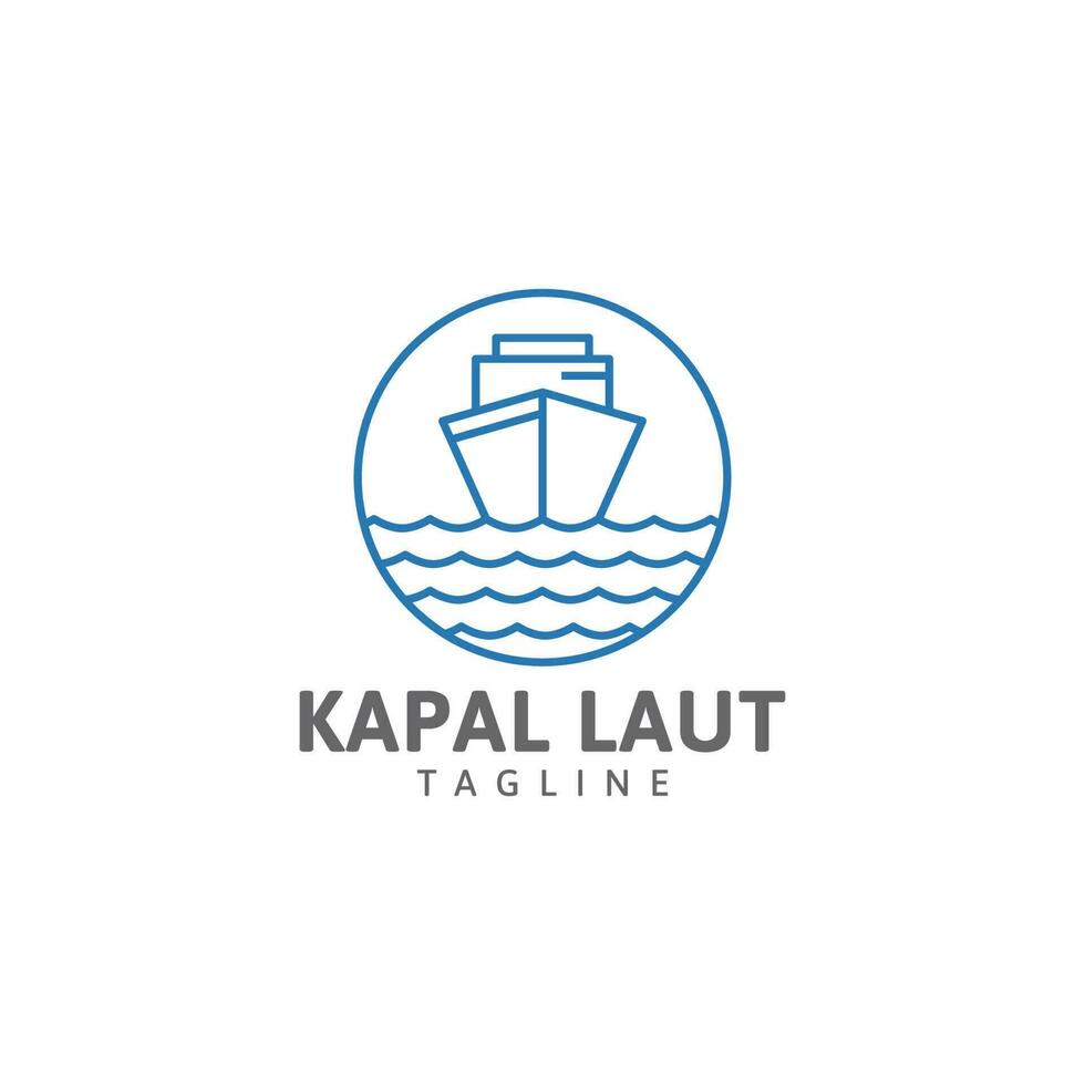 plantilla de diseño de vector de logotipo de línea de barco