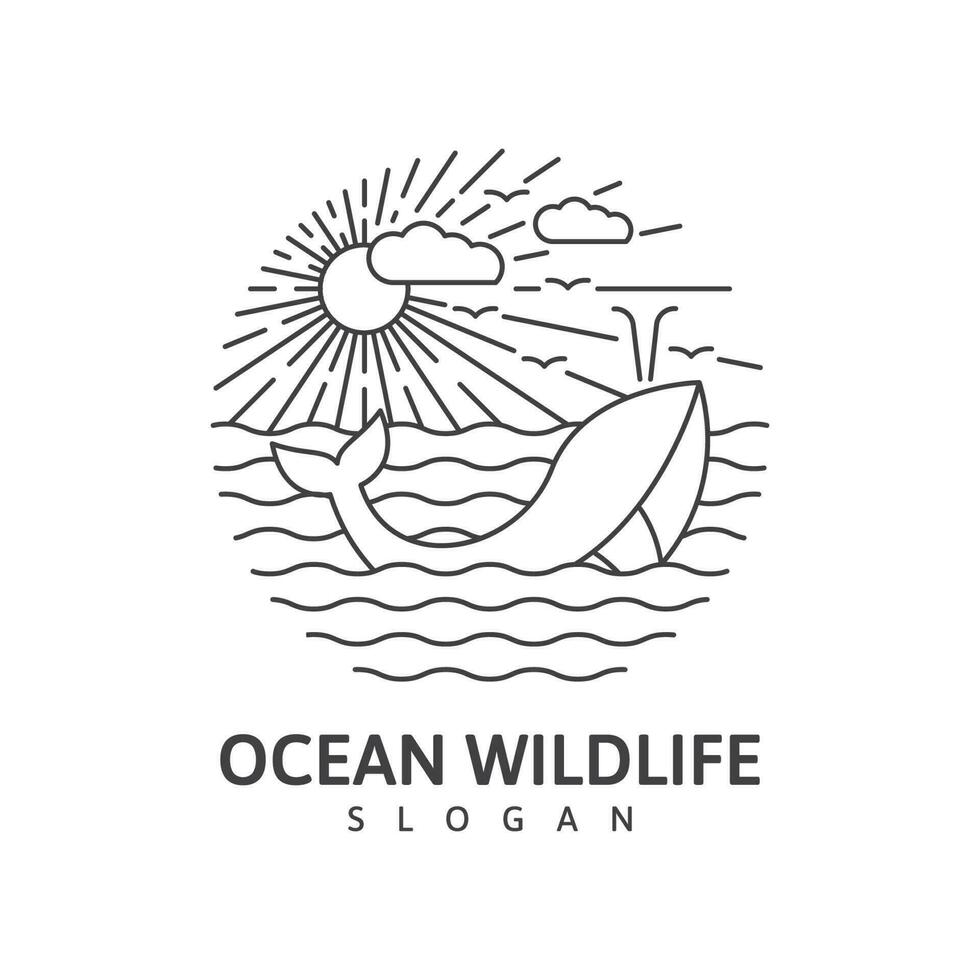 Ocean wildlife whale monoline outdoor nature vector