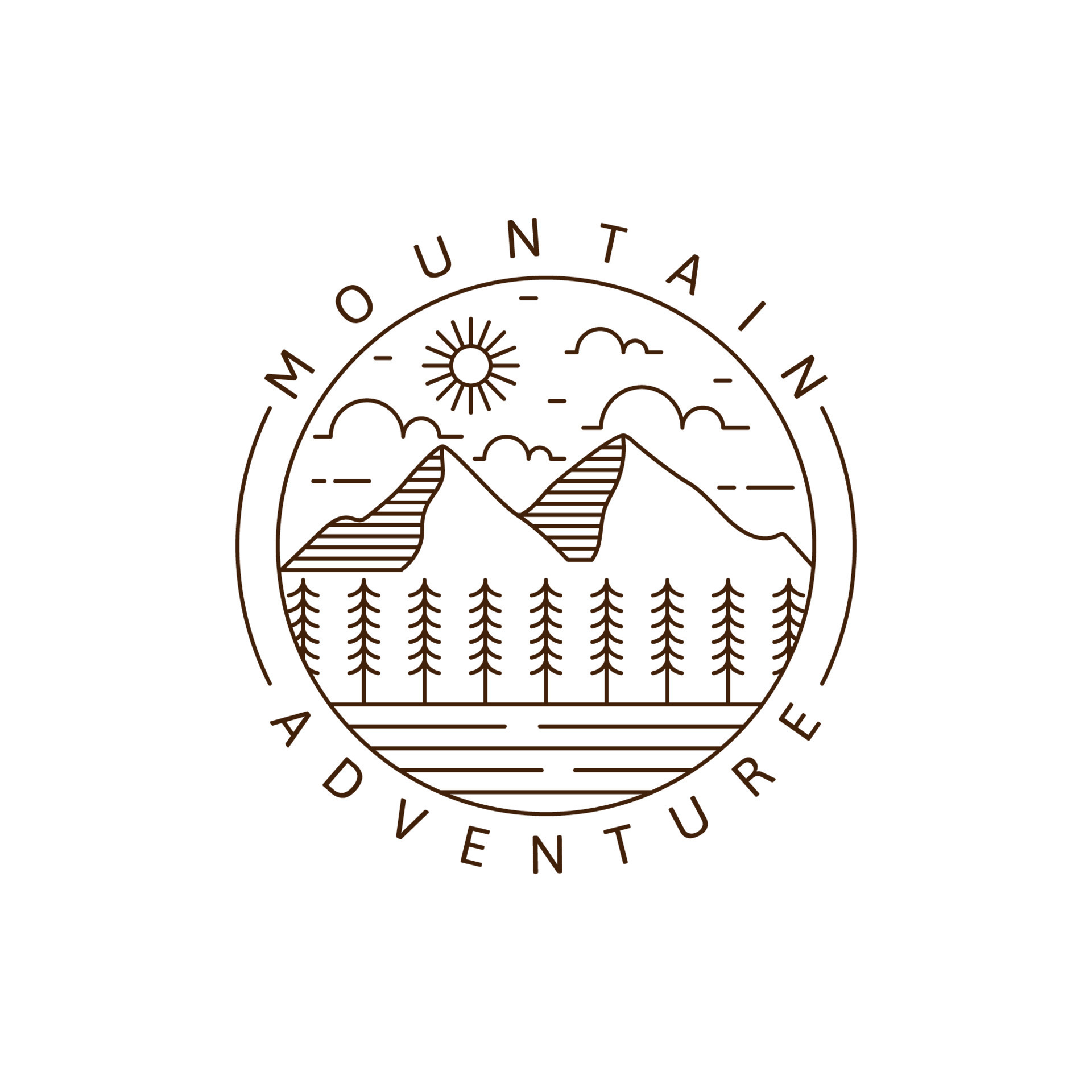 Mountain adventure outdoor monoline or line art style vector ...
