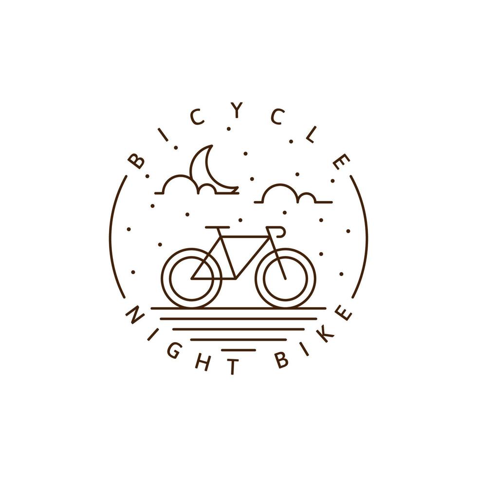 Night cycling monoline or line art style vector illustration
