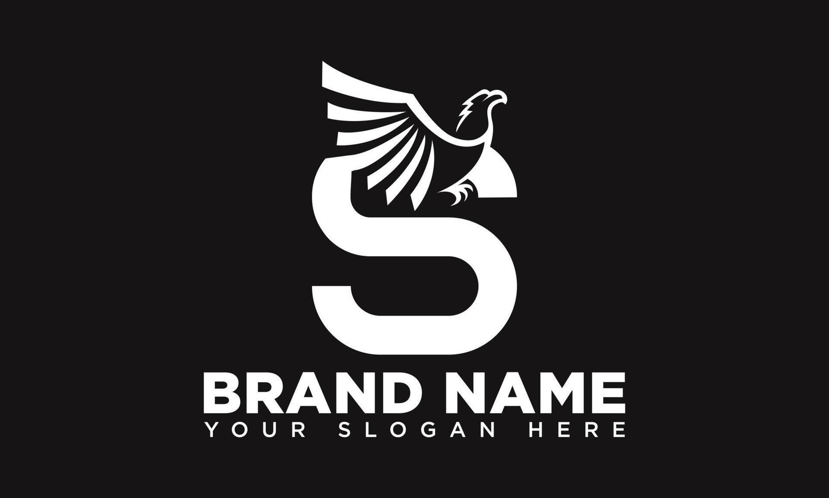 s letter logo with flying eagle. S letter icon or app design. vector