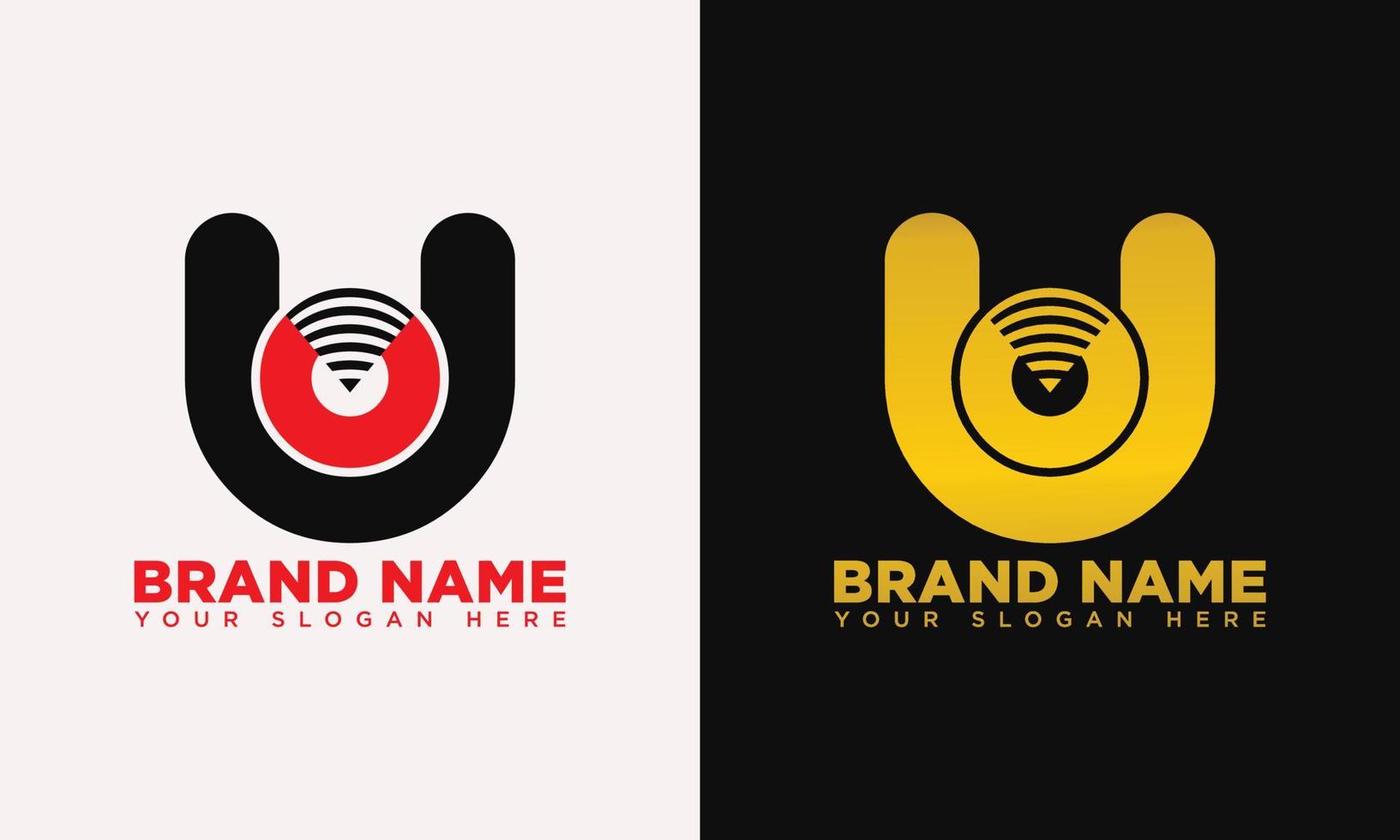 uo letter logo or icon or app design. U letter logo. O letter logo. UO letter with wifi symbol. vector