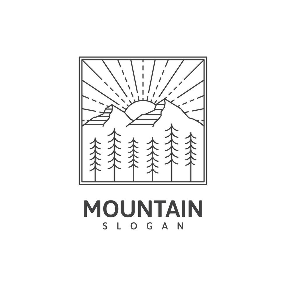 Mountain monoline outdoor nature vector