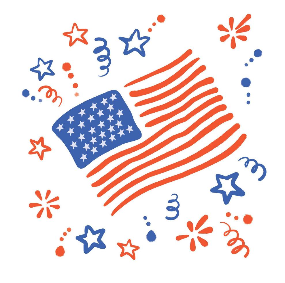 vector sketch elements for postcard 4th of july