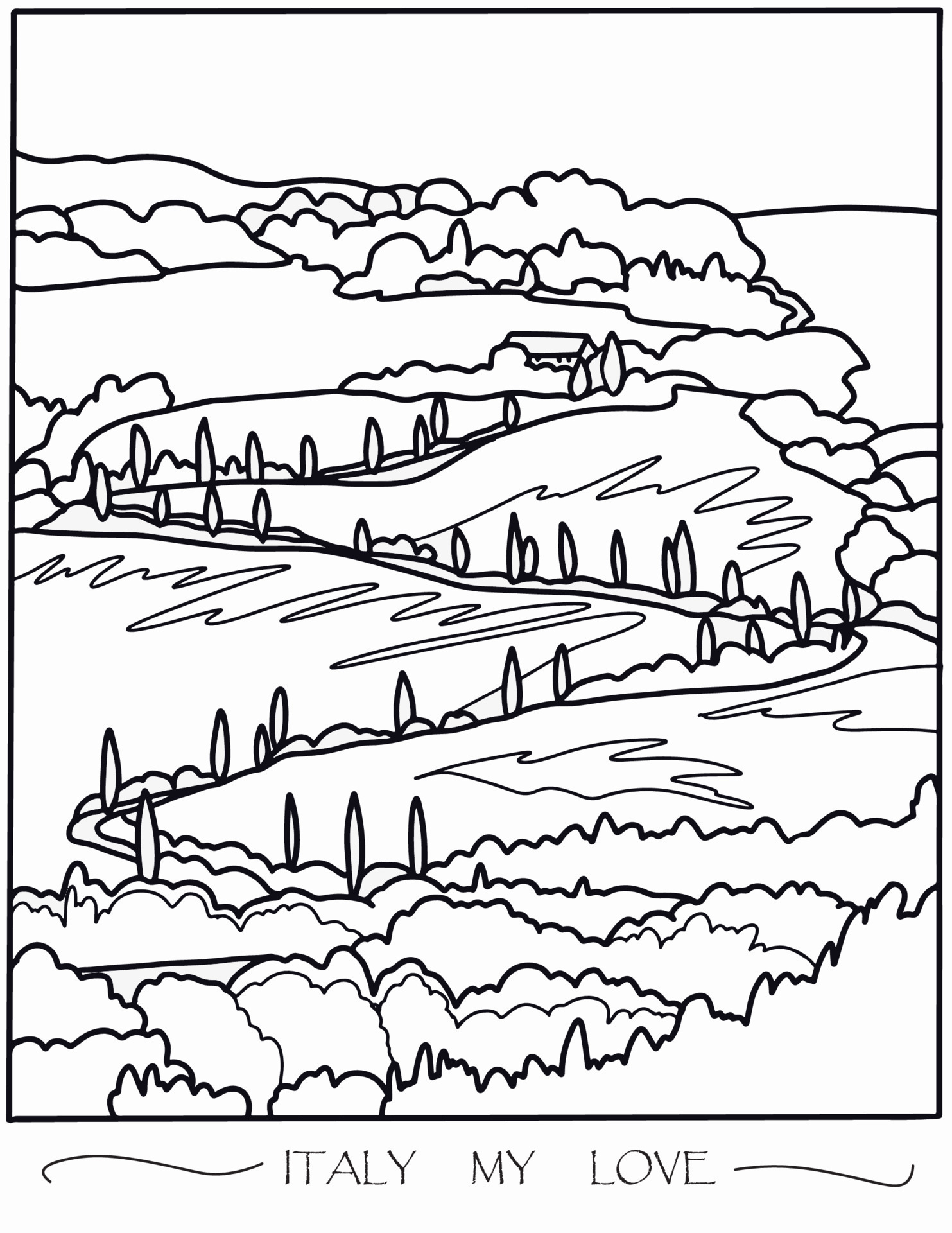 yo libro para colorear. paisaje de bali fondo de línea de arte