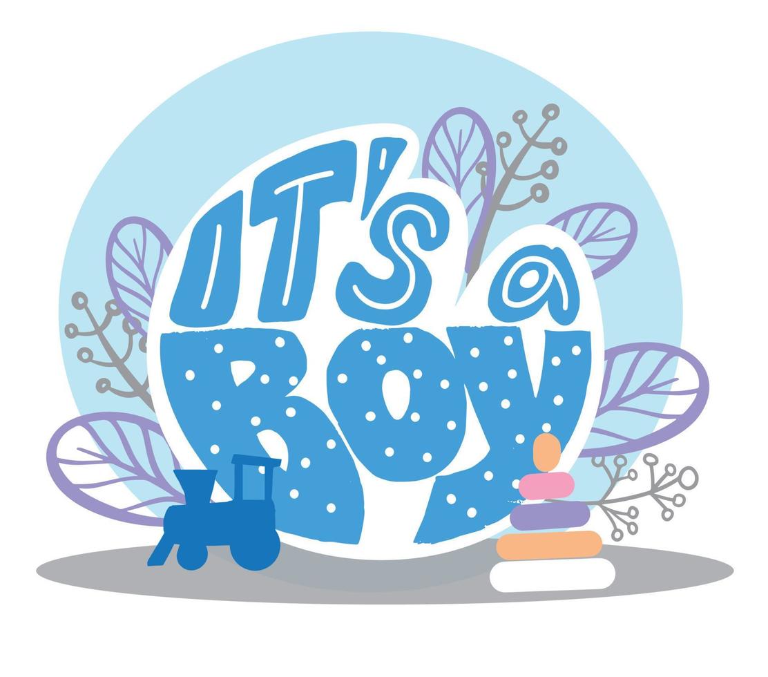 Cute baby baby boy with phrase It's a boy vector