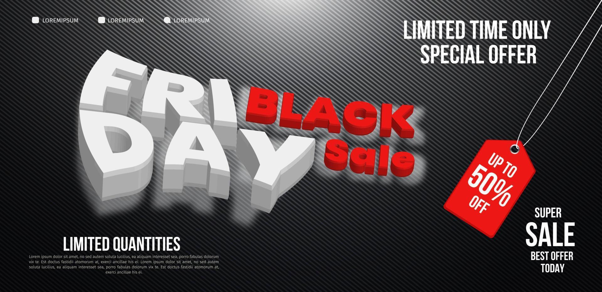Black friday sale banner layout design vector