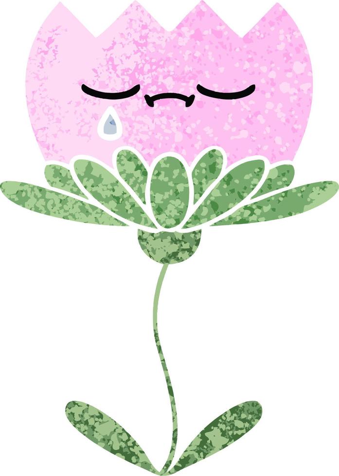 retro illustration style cartoon flower vector