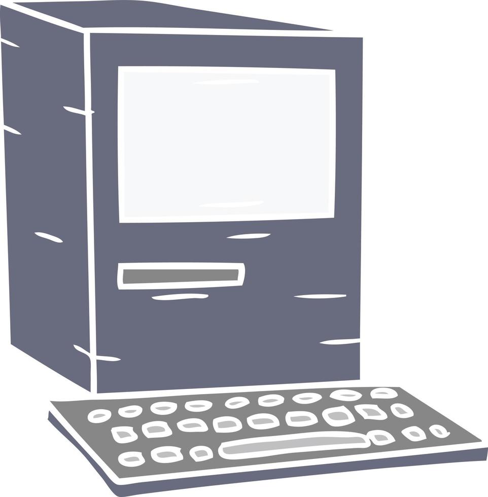 cartoon doodle of a computer and keyboard vector