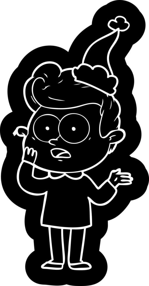 cartoon icon of a staring man wearing santa hat vector