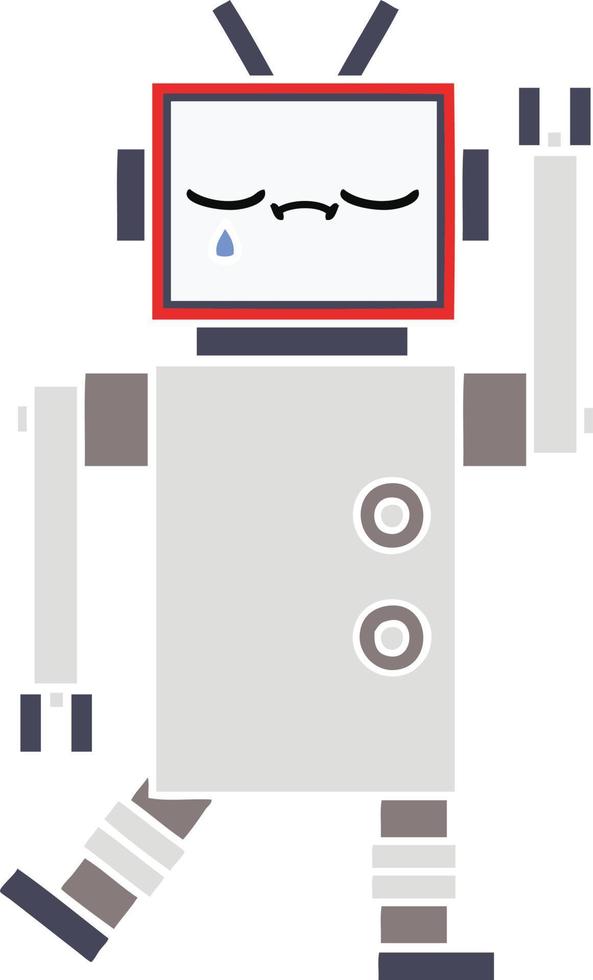 flat color retro cartoon robot vector