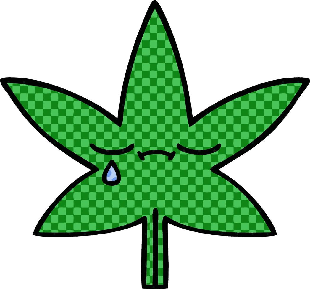 comic book style cartoon marijuana leaf vector