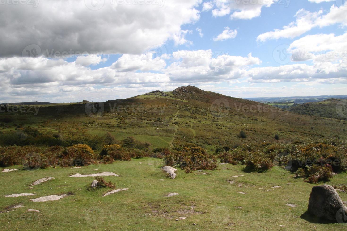 A view of Dartmoor National park in Devon from the summit photo