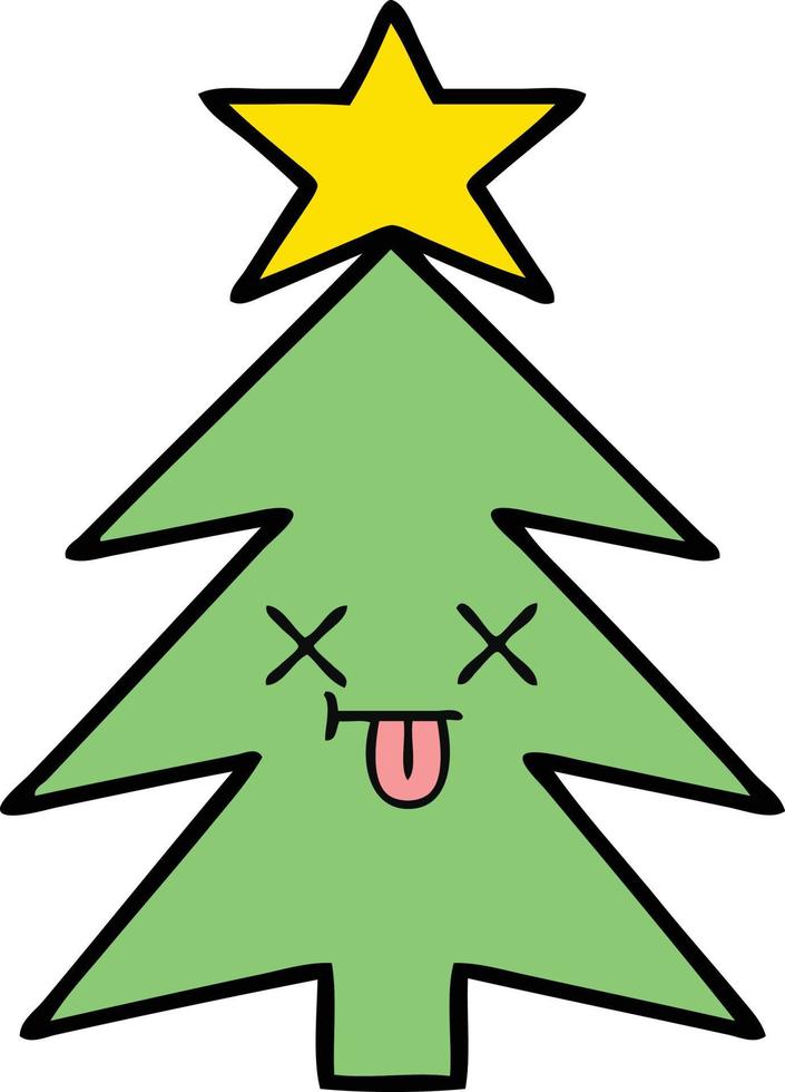 cute cartoon christmas tree vector