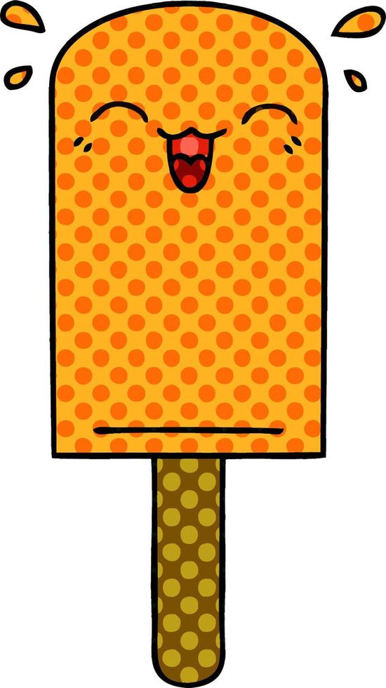 quirky comic book style cartoon orange ice lolly vector