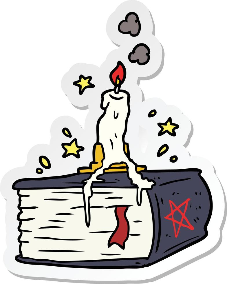 sticker of a cartoon spooky spellbook vector