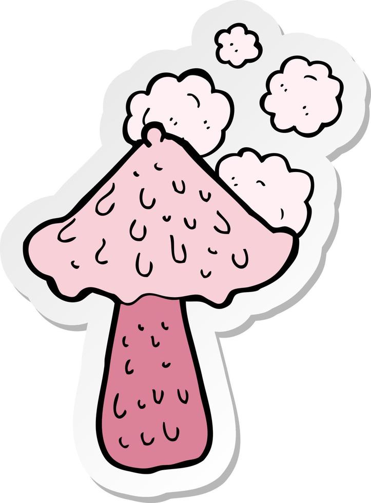 sticker of a cartoon mushroom vector