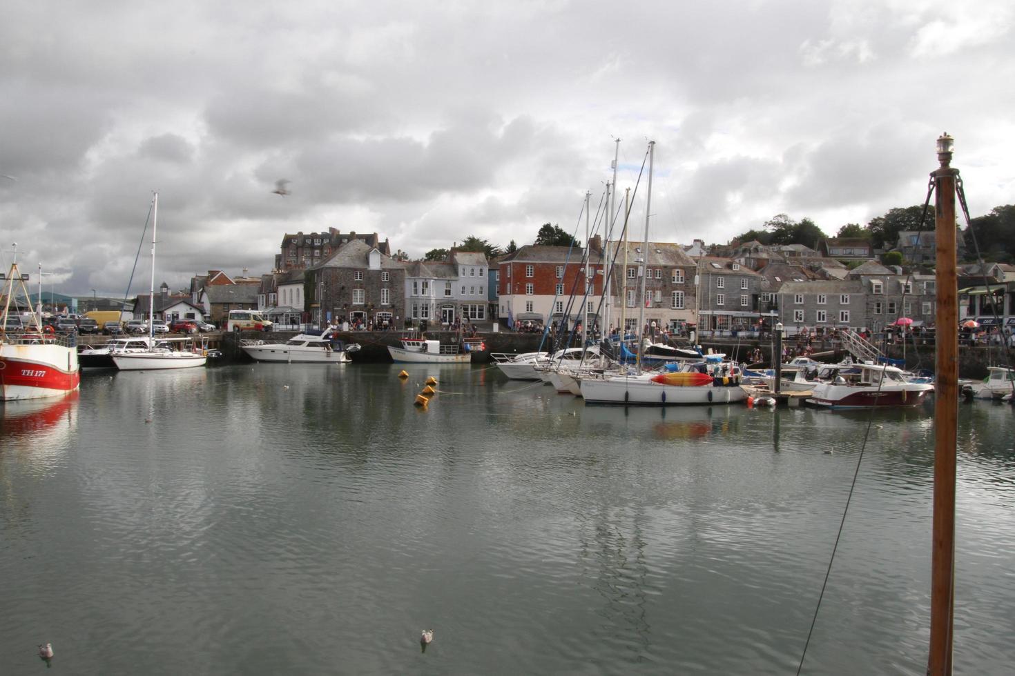 Padstow in Cornwall in August 2020. A view of Padstow Harbour showing all the fishing boats photo
