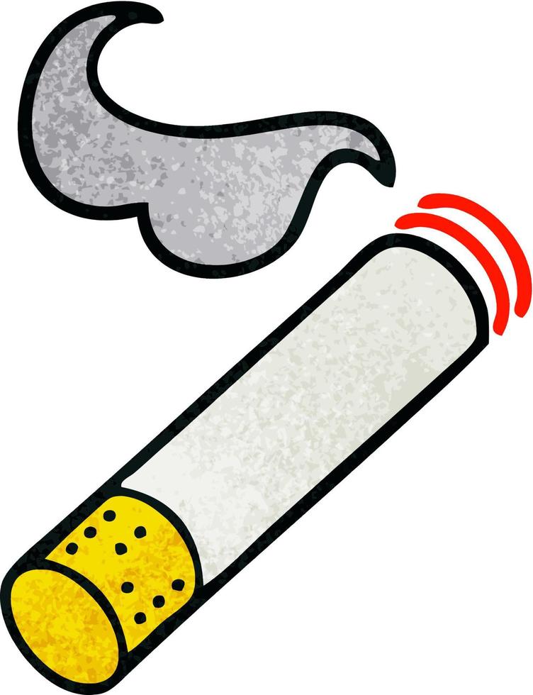 retro grunge texture cartoon smoking cigarette vector