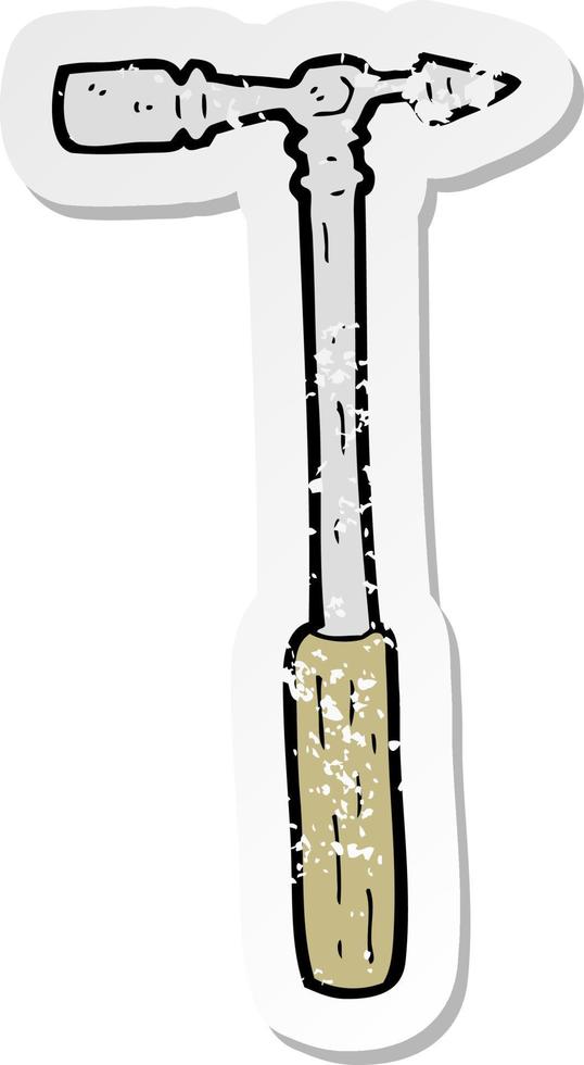 retro distressed sticker of a cartoon pin hammer vector