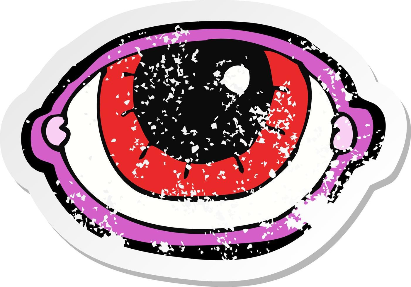 retro distressed sticker of a cartoon staring eye vector