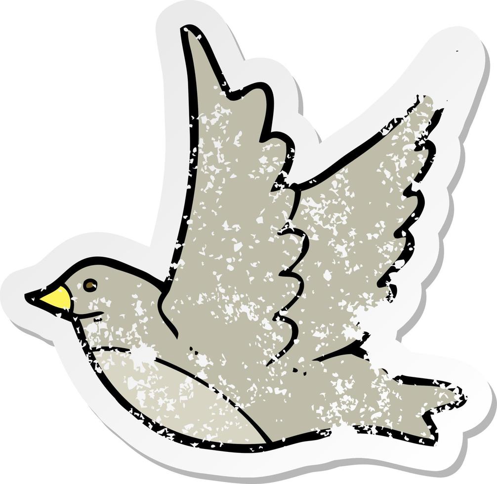 retro distressed sticker of a cartoon flying bird vector