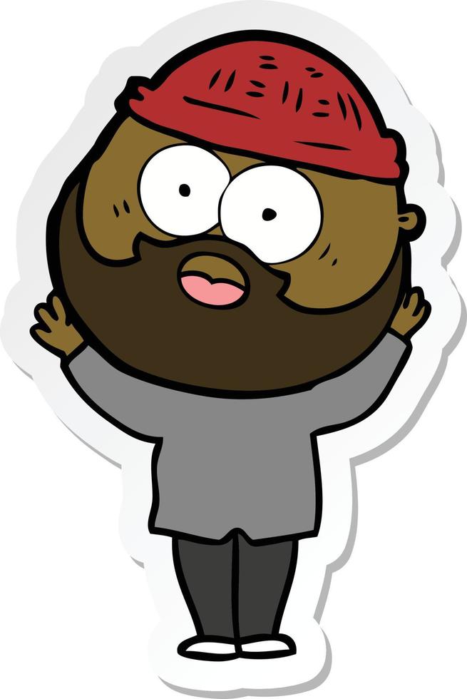 sticker of a cartoon bearded man vector