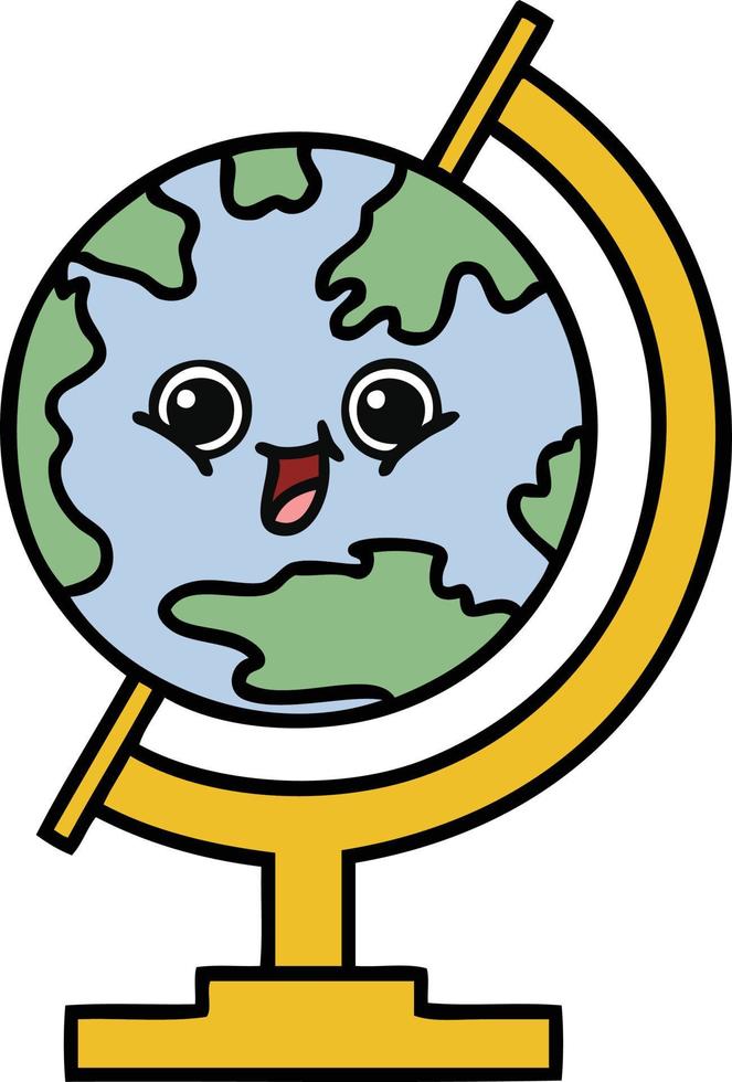 cute cartoon globe of the world vector