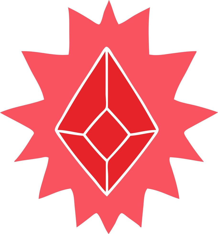 cartoon doodle of a red bright jewel vector